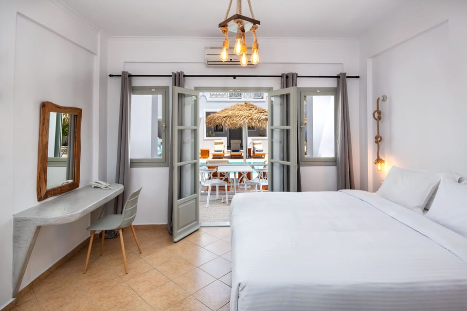 Double Room, Pool View | Frette Italian sheets, premium bedding, down comforters, pillowtop beds