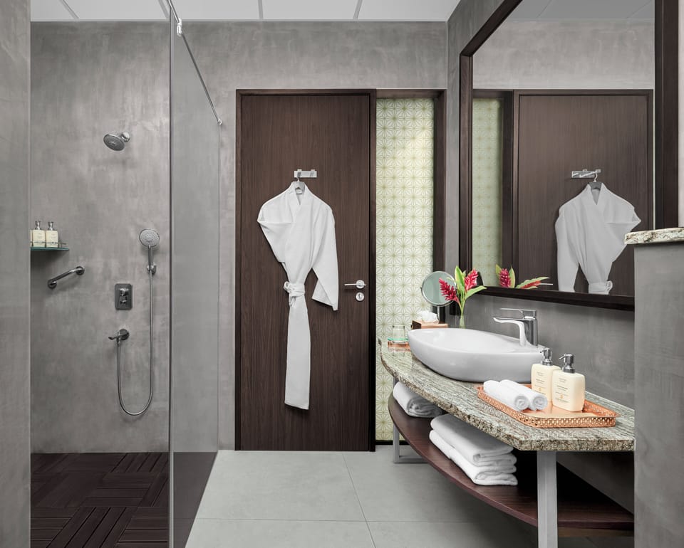 Premium Room, 1 King Bed | Bathroom | Shower, free toiletries, hair dryer, bathrobes