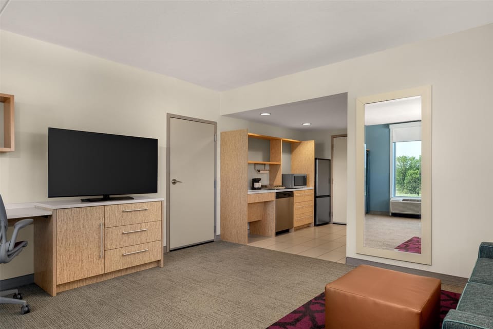 50-inch flat-screen TV with cable channels, TV