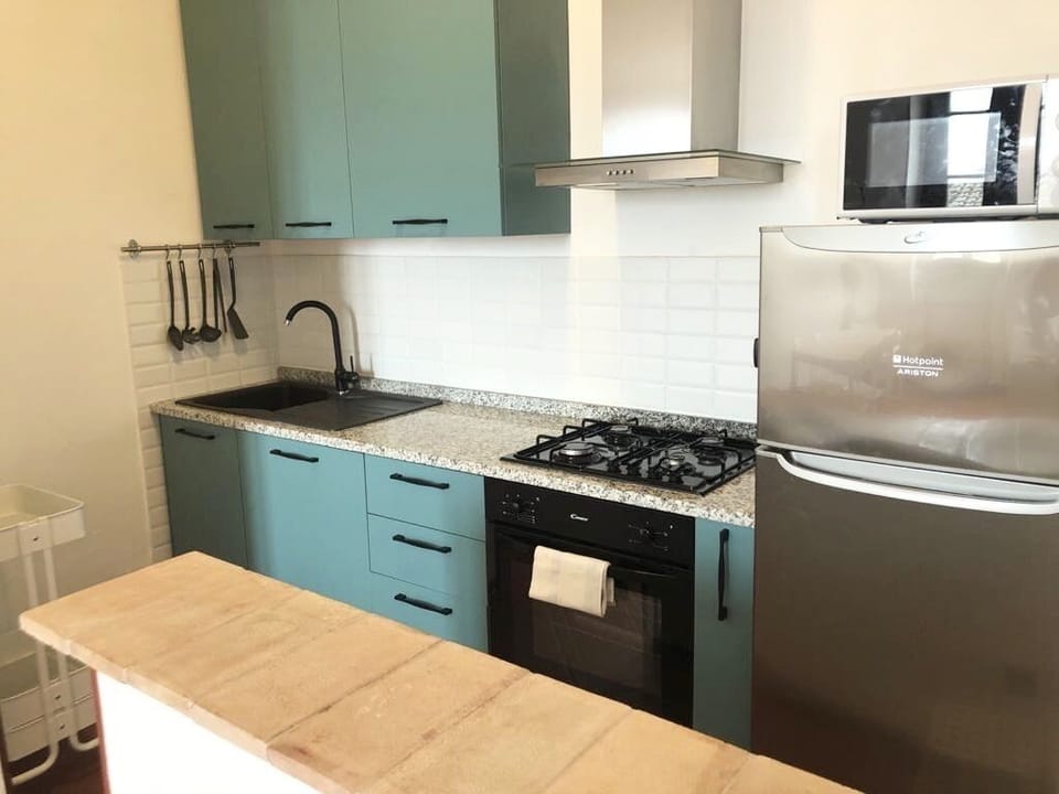 Classic Apartment | Private kitchen | Fridge, microwave, oven, stovetop