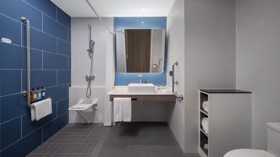 Standard Room, 1 King Bed, Accessible | Bathroom | Shower, rainfall showerhead, free toiletries, hair dryer