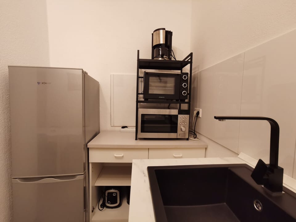 Apartment | Private kitchen | Fridge, microwave, oven, stovetop