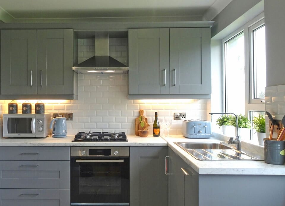 Microwave, electric kettle, highchair