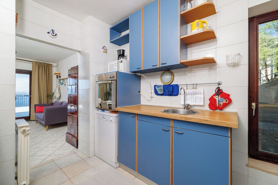 Apartment (A1) | Private kitchen | Fridge, microwave, oven, stovetop