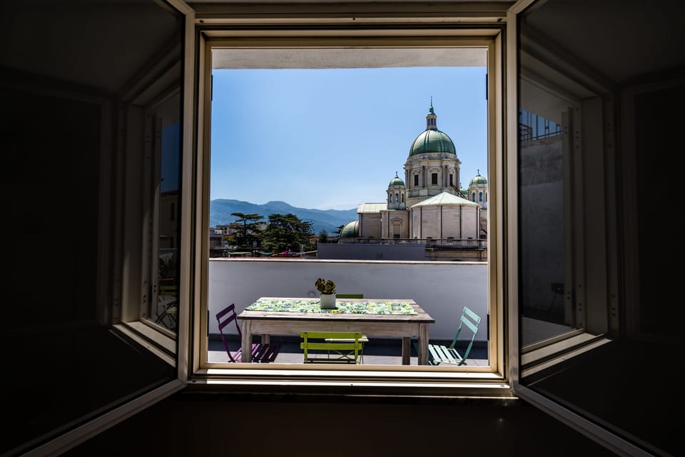 Panoramic Double Room, Terrace | Desk, laptop workspace, blackout drapes, soundproofing