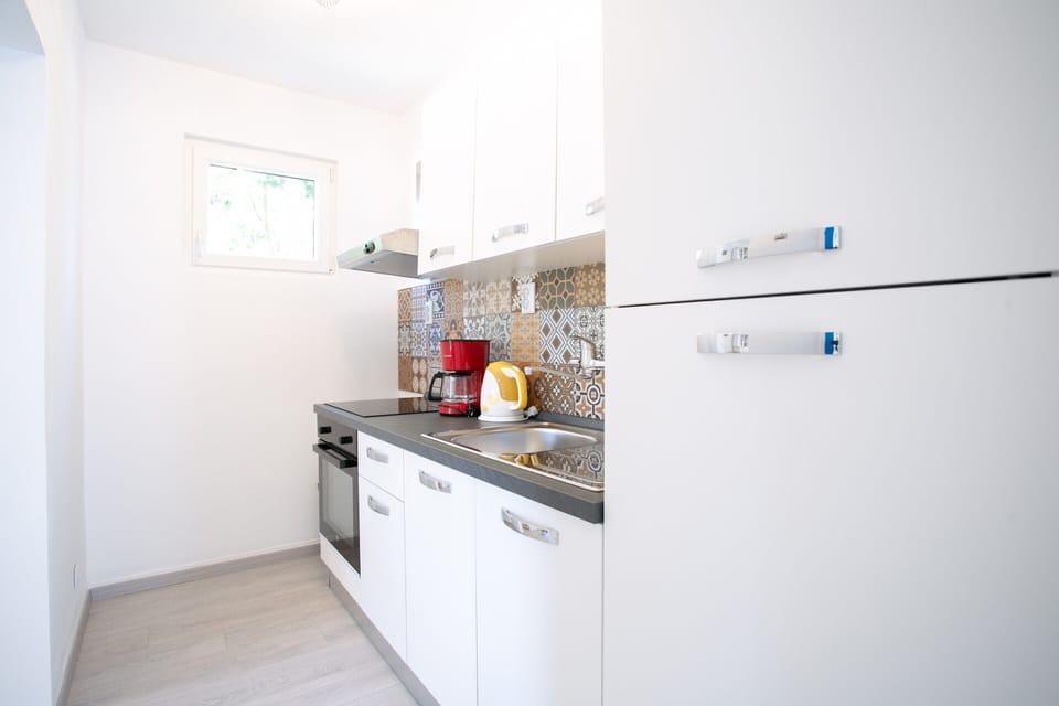 Family Apartment | Private kitchen | Full-size fridge, oven, stovetop, coffee/tea maker