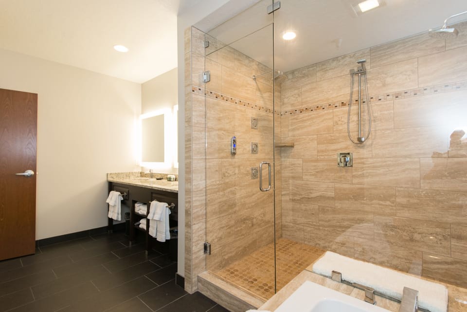 Casino Suite, 1 King Bed, Lake View | Bathroom shower