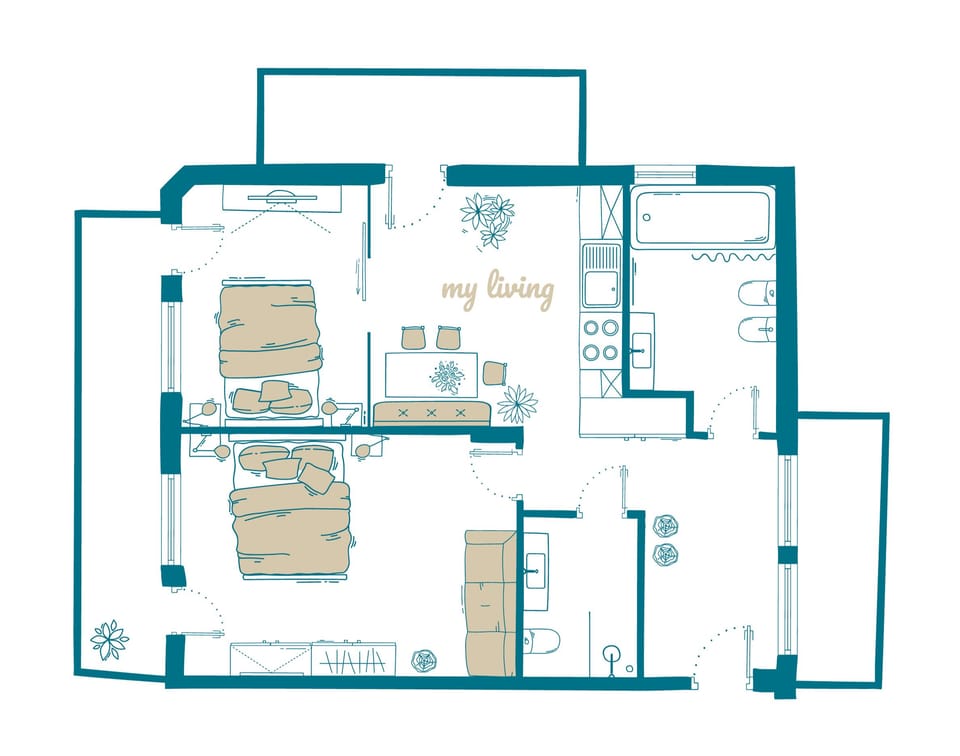Apartment, 2 Bathrooms (A, my living) | Floor plan