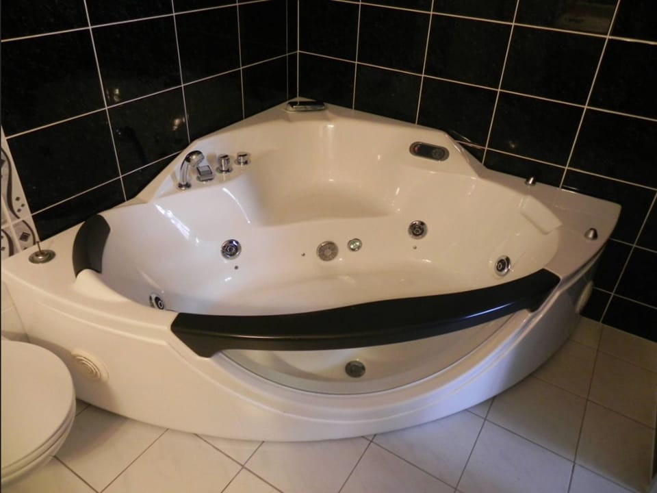 Deep soaking tub, rainfall showerhead, free toiletries, hair dryer