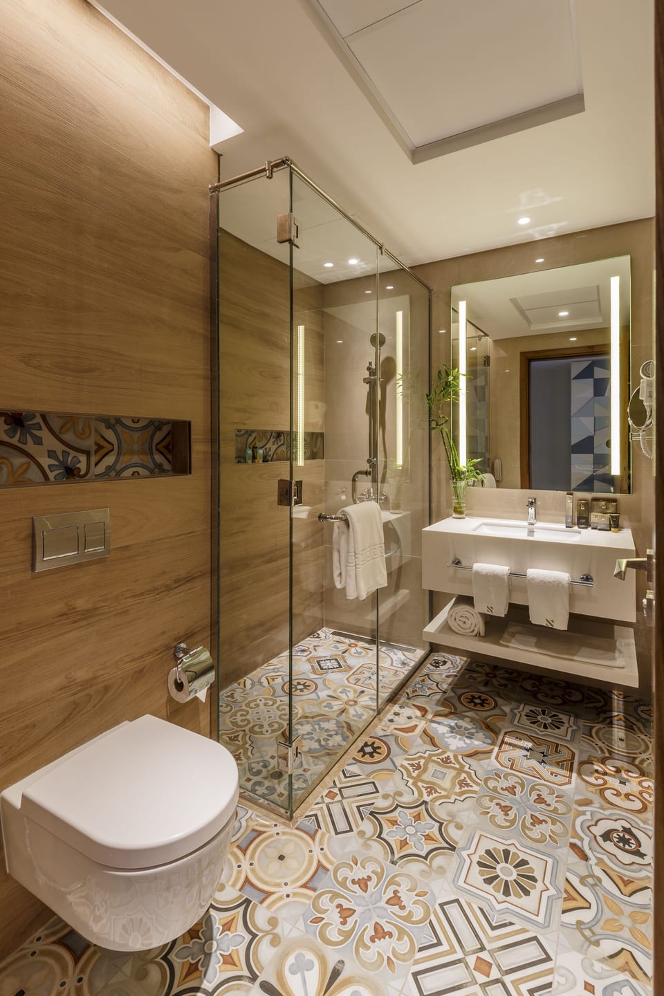 Shower, slippers, towels