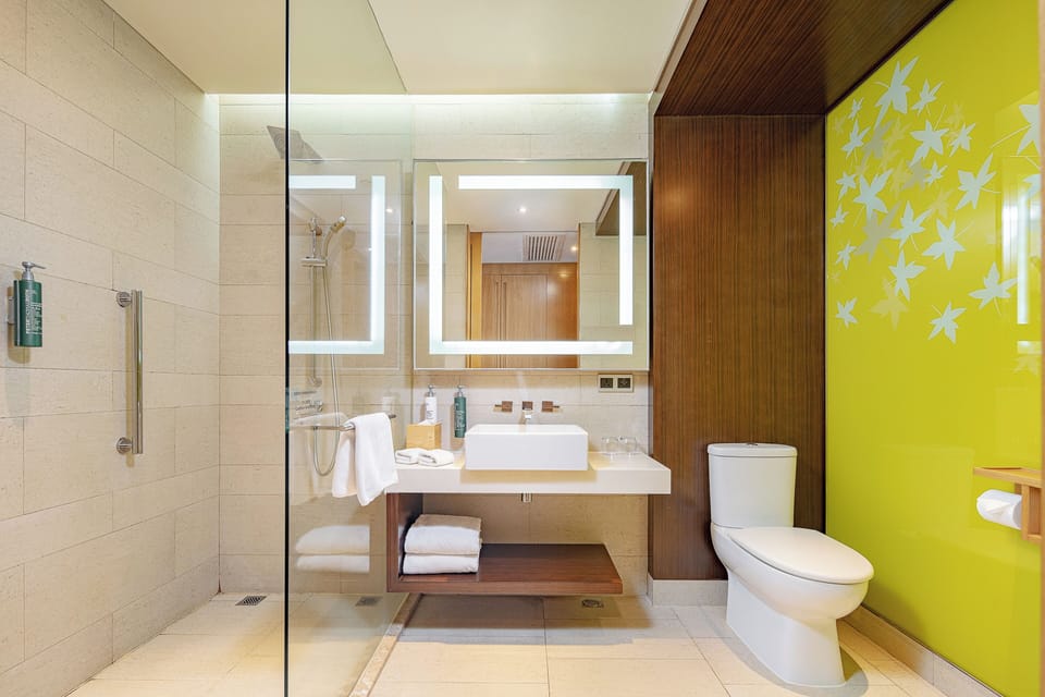 Room, 1 King Bed, City View | Bathroom | Shower, rainfall showerhead, designer toiletries, bathrobes