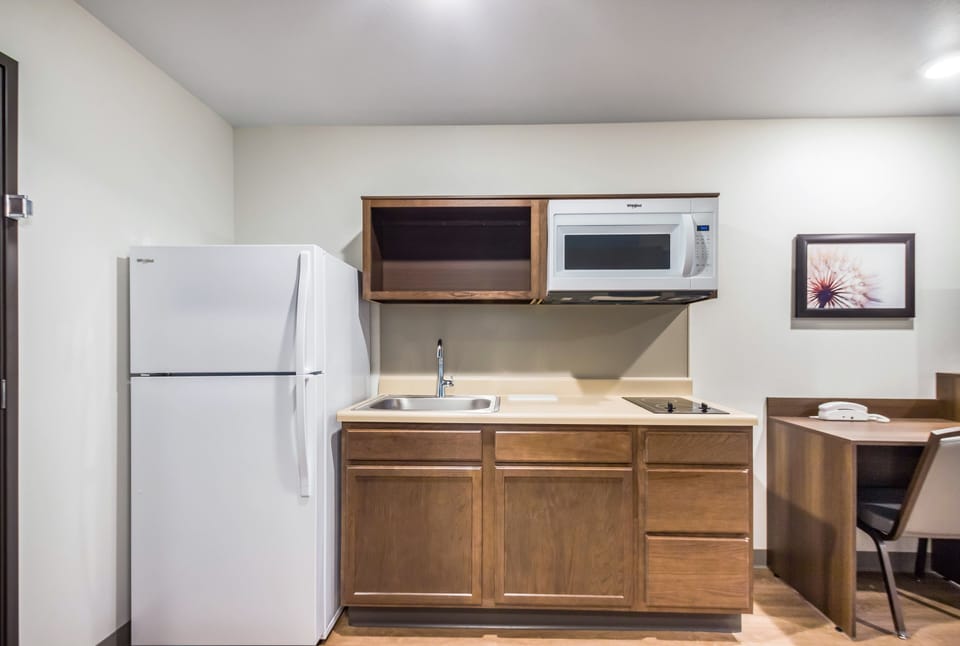 Standard Room, 1 Queen Bed, Non Smoking | Private kitchen | Full-size fridge, microwave, dishwasher
