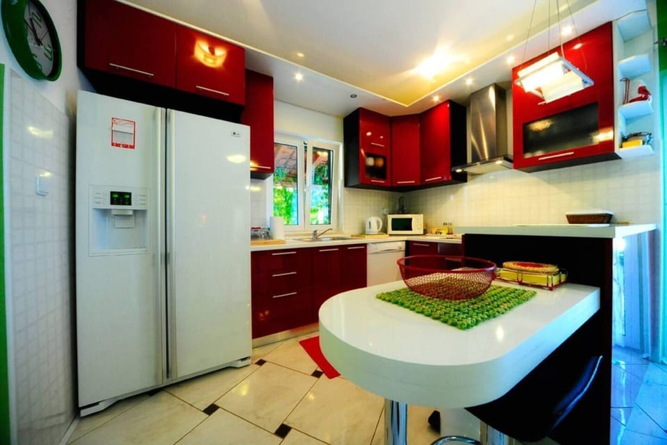 Villa | Private kitchen | Fridge, microwave, oven, stovetop