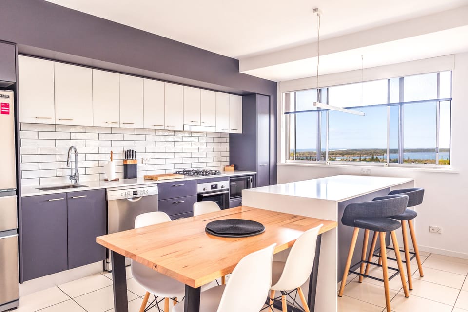 2 Bedroom River View Apartment Premium | Private kitchen | Full-size fridge, microwave, oven, stovetop