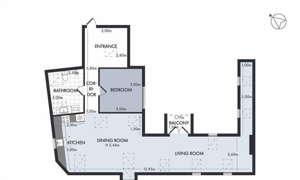 Apartment, 1 Bedroom, Terrace, City View | Floor plan