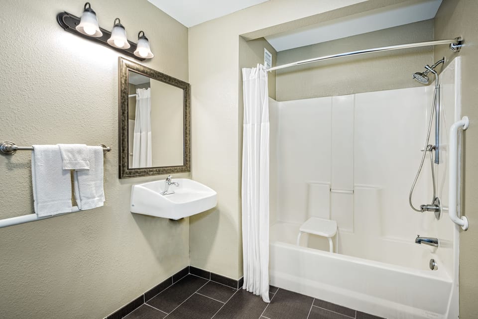 Suite, 1 Bedroom, Accessible, Kitchen (Communication, Mobility Tub) | In-room safe, desk, blackout drapes, iron/ironing board