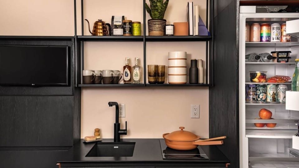 Full-size fridge, microwave, oven, stovetop