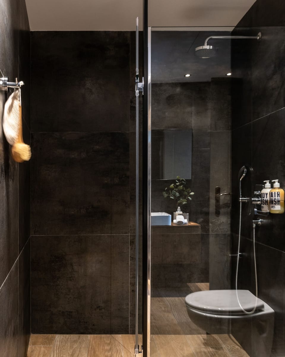 Presidential Suite, Terrace (Acropolis View) | Bathroom | Shower, rainfall showerhead, eco-friendly toiletries, hair dryer