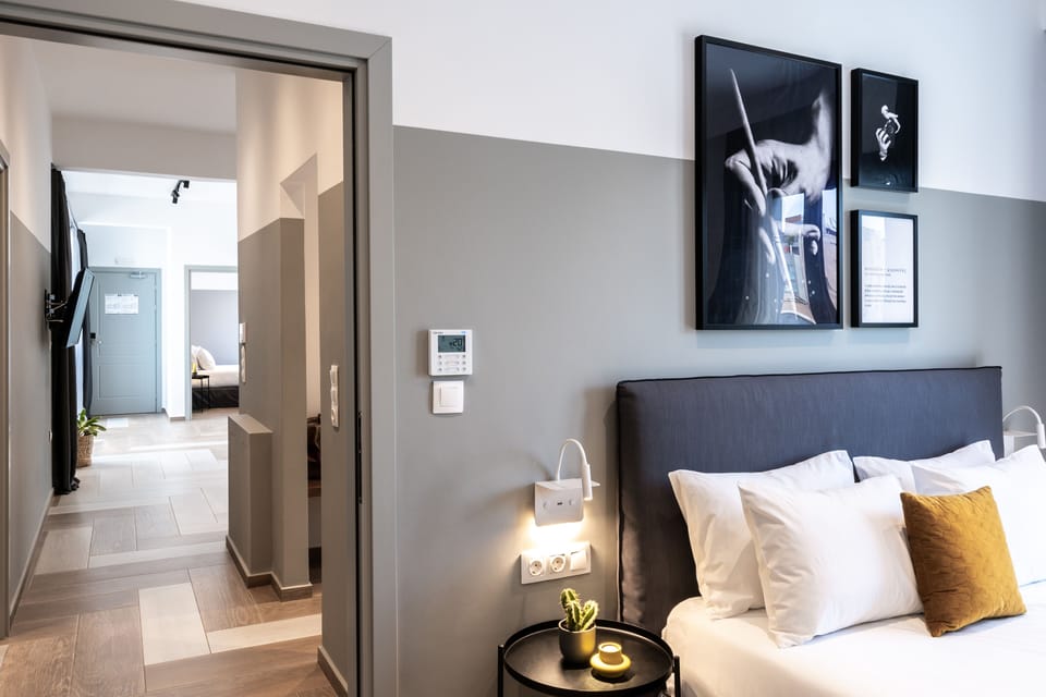 Presidential Suite, Terrace (Acropolis View) | Premium bedding, pillowtop beds, in-room safe, blackout drapes