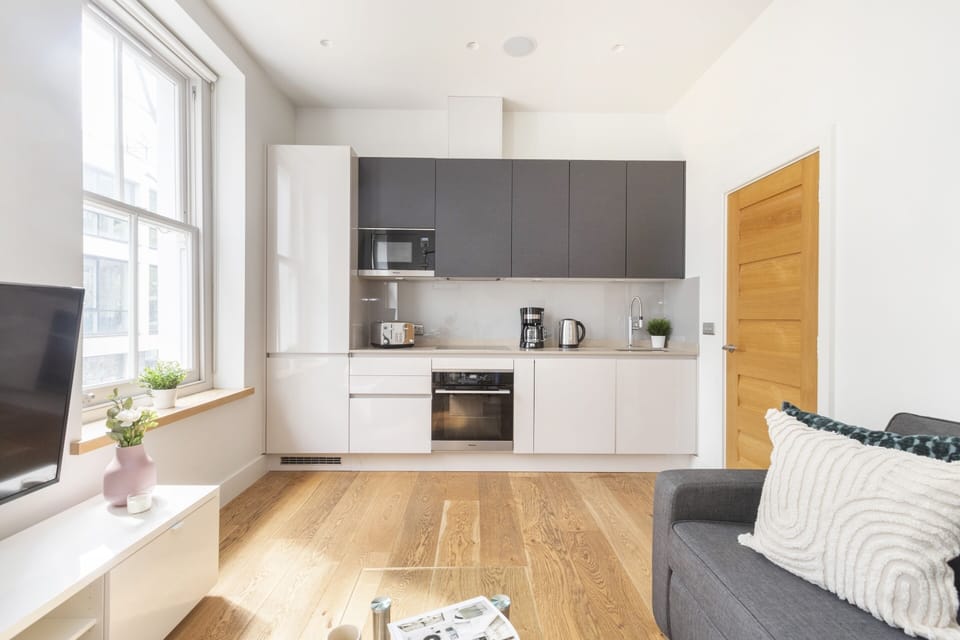 Comfort Apartment, 1 Queen Bed with Sofa bed, Kitchen, City View | Private kitchen | Full-size fridge, microwave, oven, stovetop