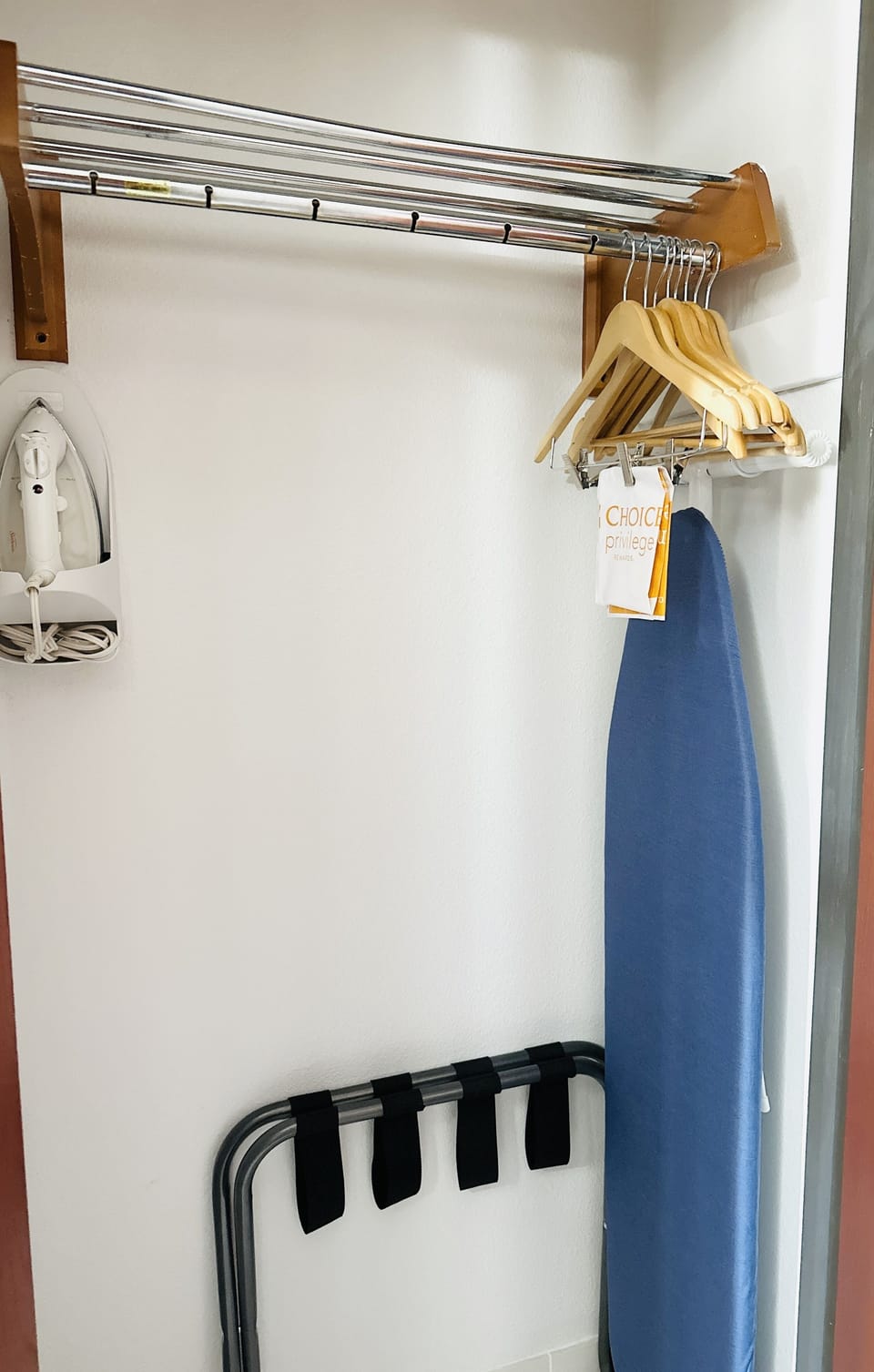 Desk, blackout drapes, iron/ironing board, free cribs/infant beds