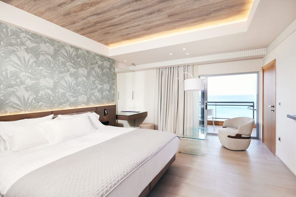 Junior Suite, Sea View | Hypo-allergenic bedding, minibar, in-room safe, desk