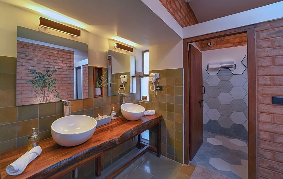 Deluxe Cottage | Bathroom | Shower, rainfall showerhead, free toiletries, hair dryer