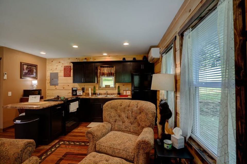 Signature Cabin, Mountain View | Living area | 50-inch TV with cable channels