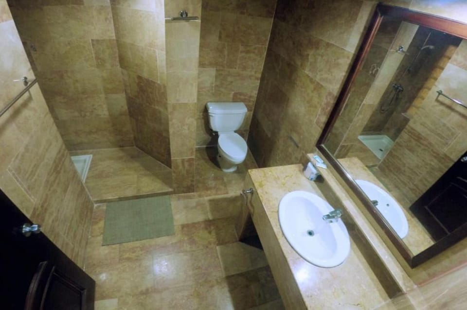 Separate tub and shower, jetted tub, rainfall showerhead