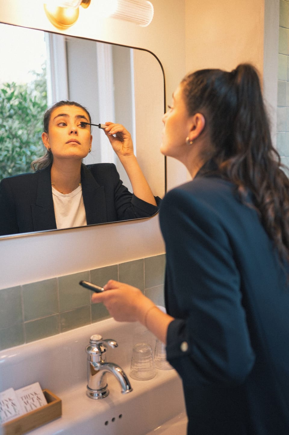 Chambre Double vue Montagne | Bathroom | Free toiletries, hair dryer, bidet, towels