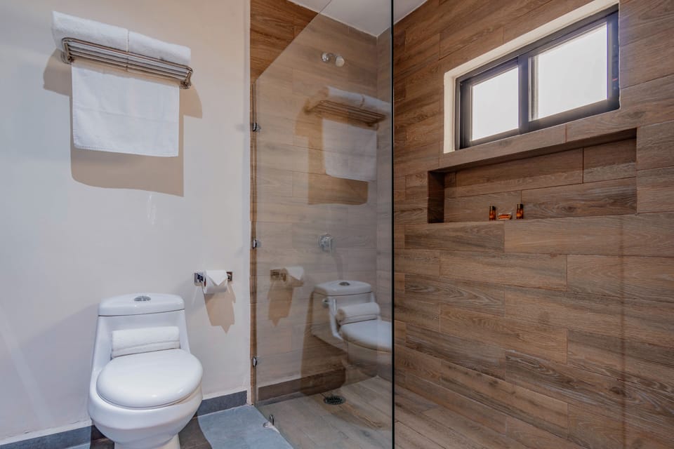 Deluxe Double Room | Bathroom | Shower, towels, soap, shampoo