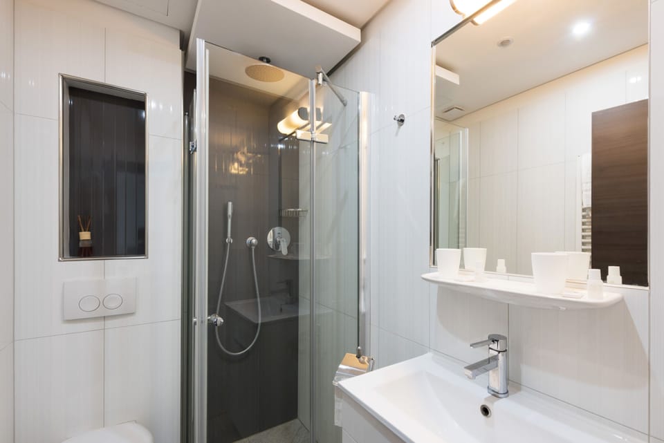 Double or Twin Room | Bathroom | Shower, hair dryer, towels