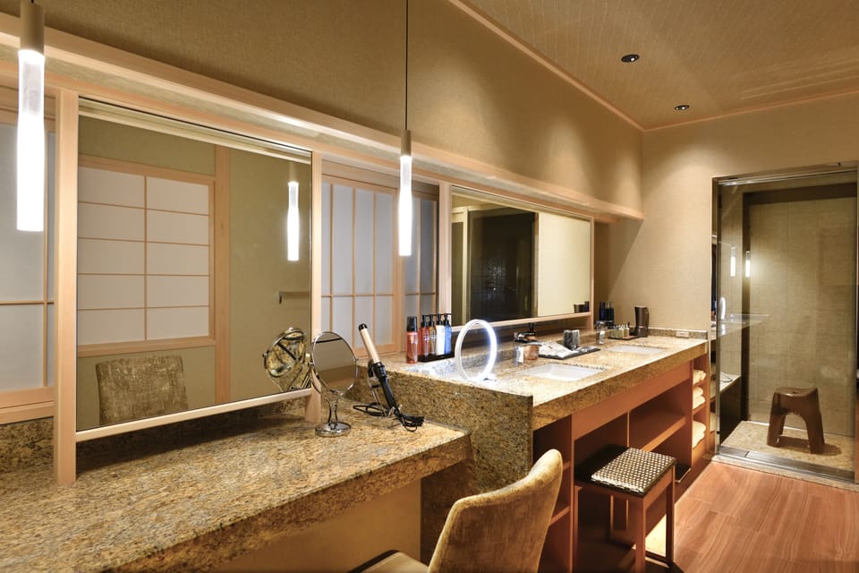 Semi-suite with open-air bath, Non Smoking | Bathroom | Separate tub and shower, hair dryer, bathrobes, slippers
