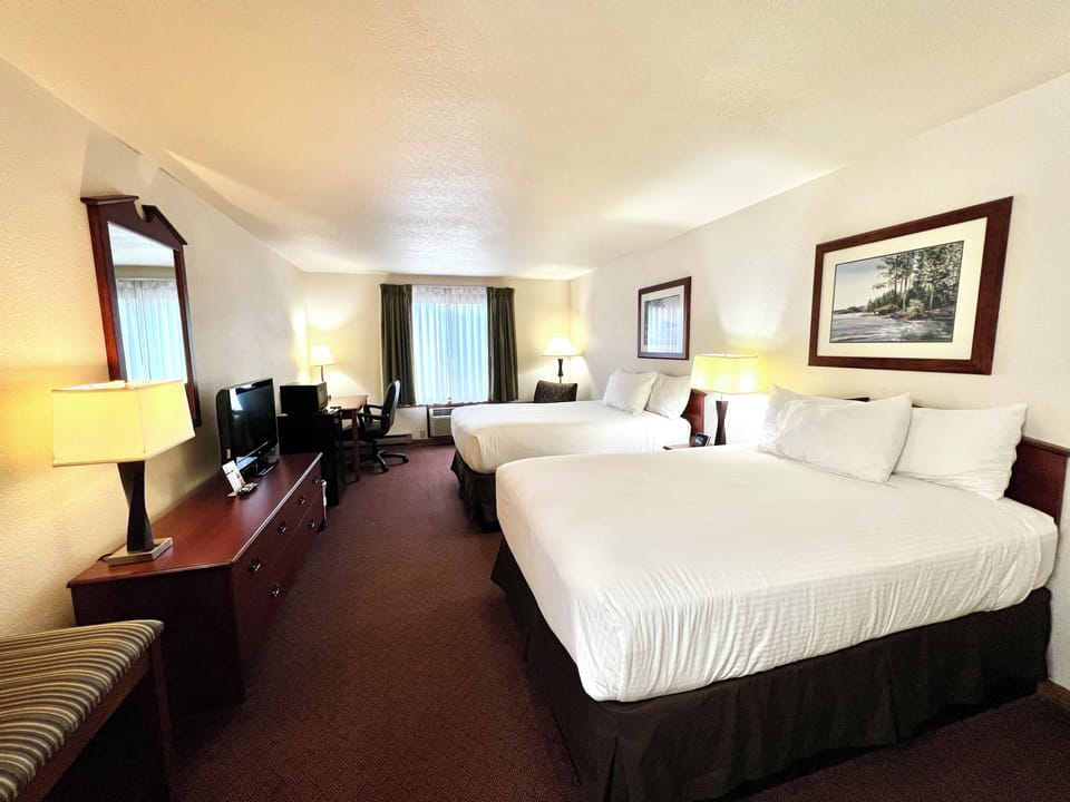 Desk, free WiFi, bed sheets, alarm clocks