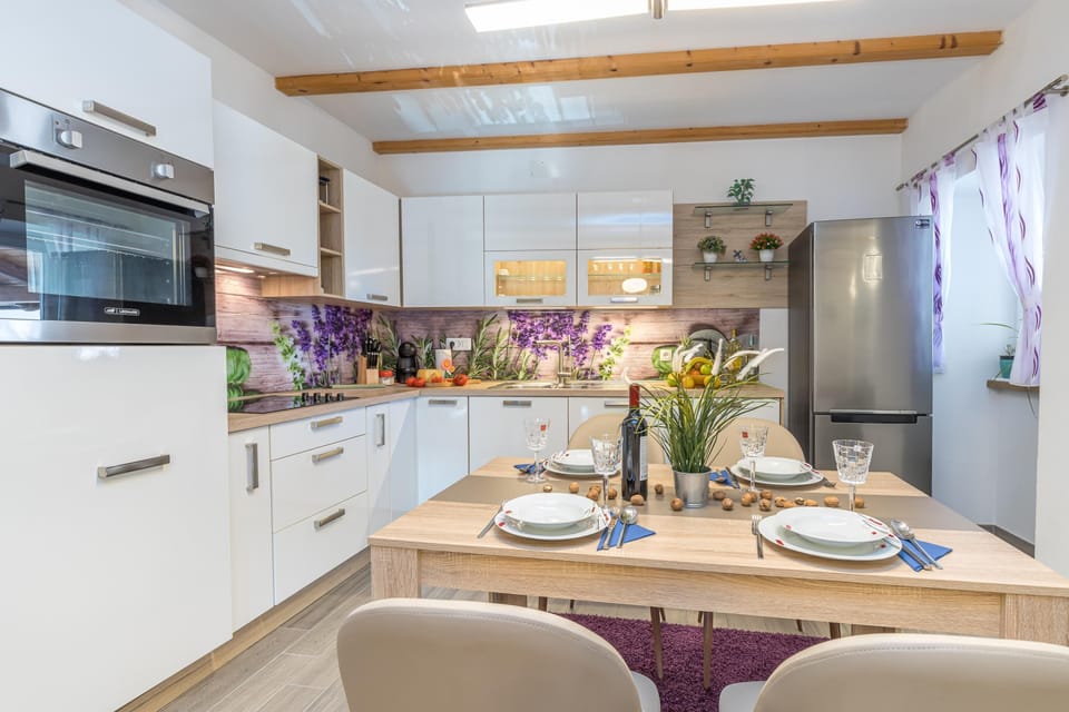 Family House, 2 Bedrooms, Fireplace, Mountainside (Holiday Home Kastav) | Private kitchen | Coffee/tea maker, stovetop, electric kettle, dining table