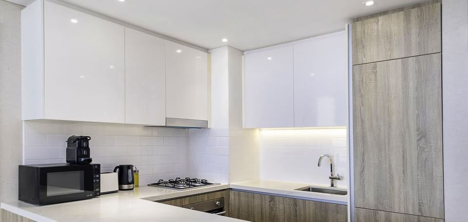 Deluxe Apartment | Private kitchen | Full-size fridge, microwave, oven, stovetop