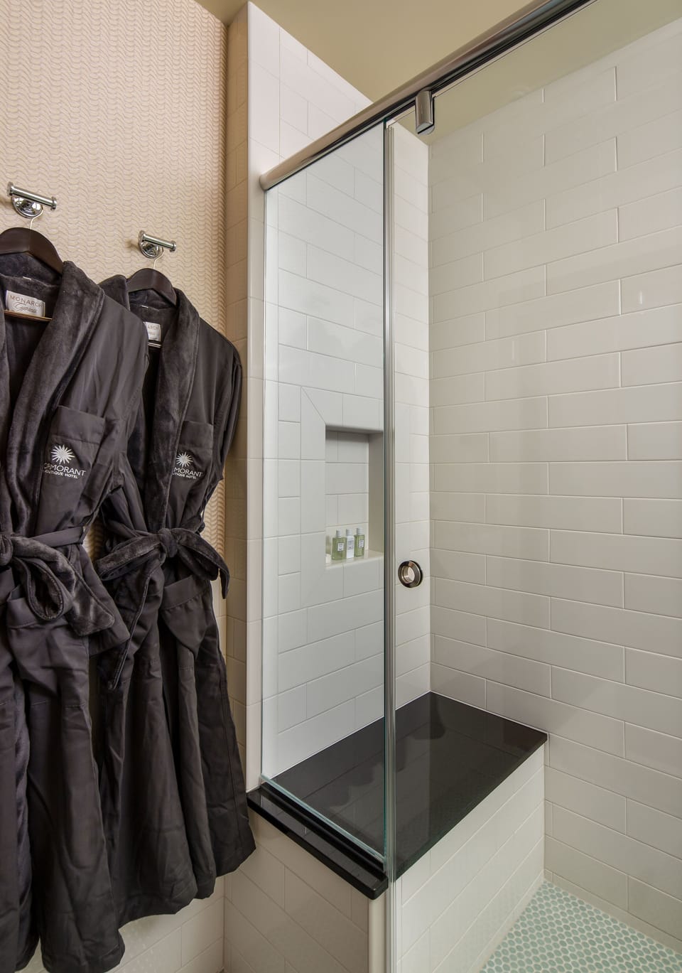 Designer toiletries, bathrobes, towels