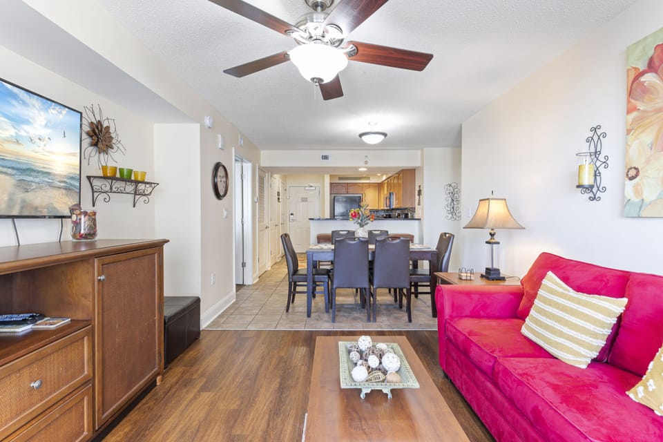 Signature Condo, 2 Bedrooms, 2 Bathrooms, Ocean View | Living room | 49-inch flat-screen TV with cable channels, TV