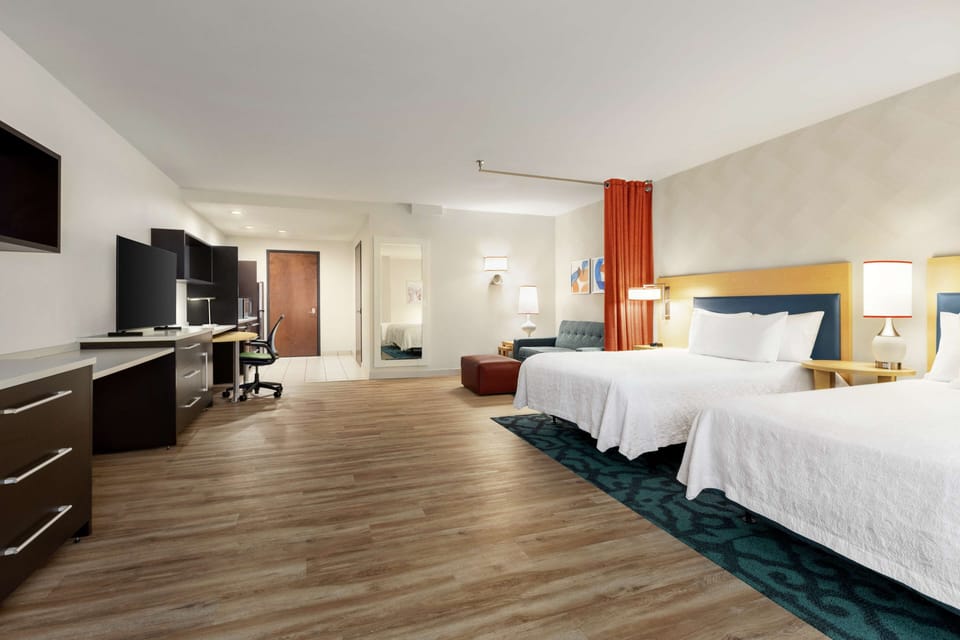 Studio, 2 Queen Beds, Accessible, Bathtub | Hypo-allergenic bedding available, in-room safe, laptop workspace