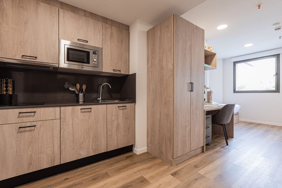 Basic Double Room | Private kitchen | Mini-fridge, microwave, stovetop, cookware/dishes/utensils