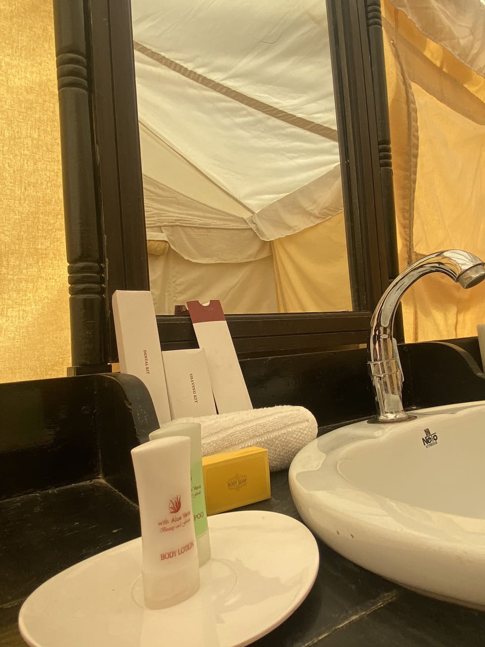 Swiss Luxury Tent | Bathroom | Shower, free toiletries, towels, soap