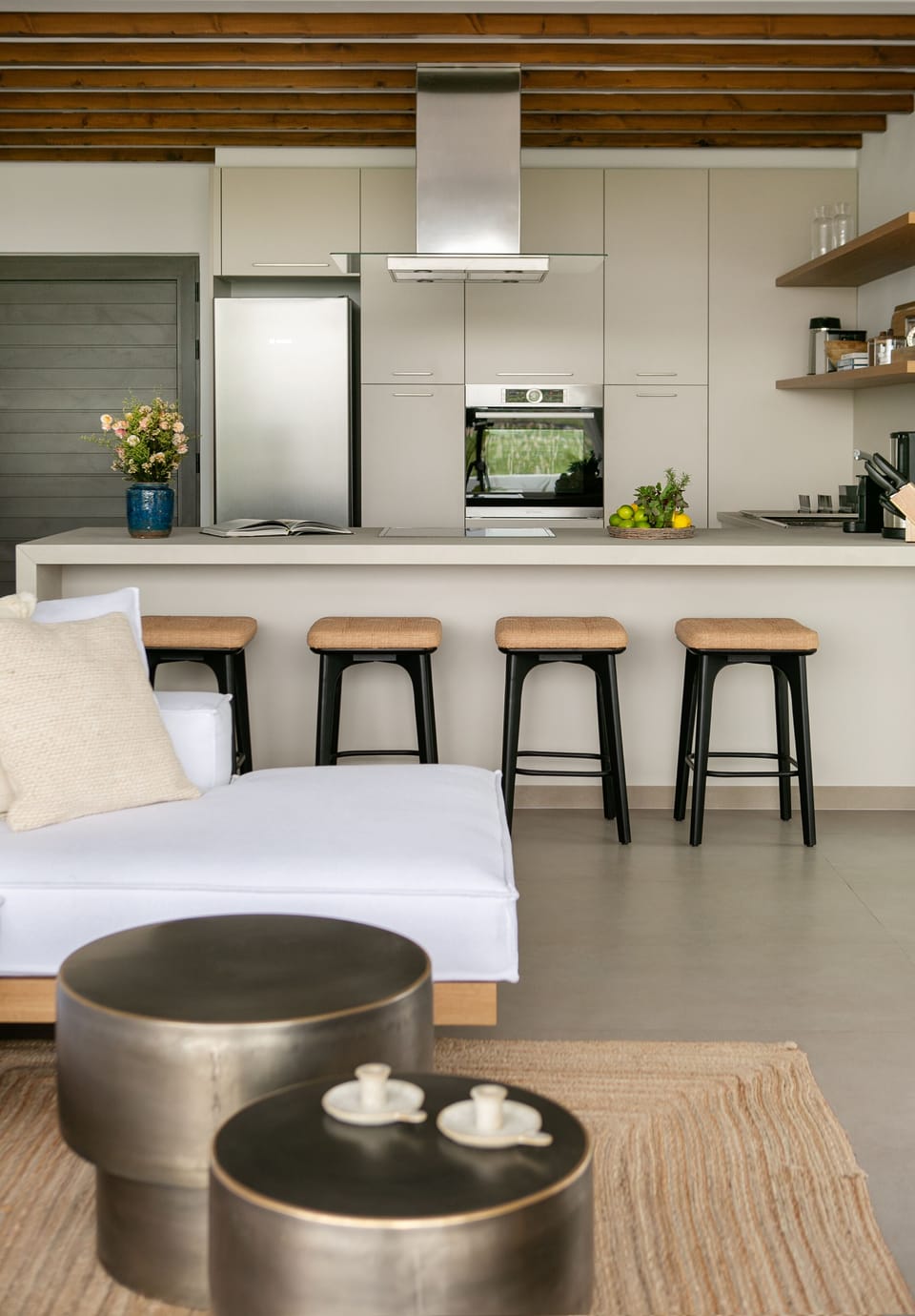 Villa | Private kitchen | Espresso maker, coffee/tea maker, fridge, microwave