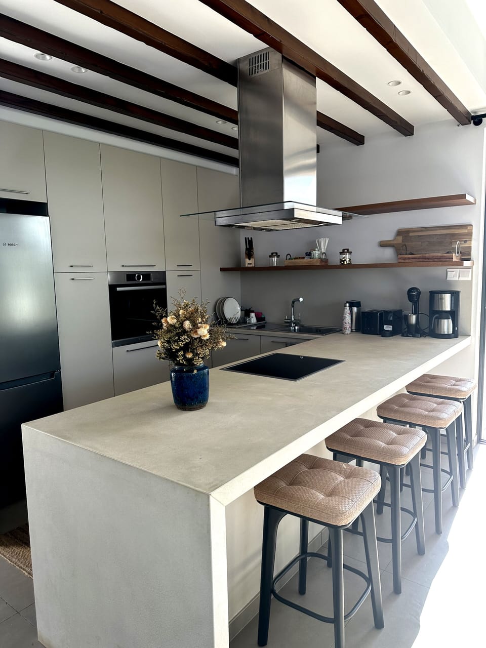 Villa | Private kitchen | Espresso maker, coffee/tea maker, fridge, microwave