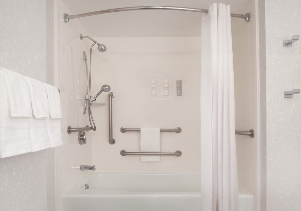 Room, 1 King Bed, Accessible, Non Smoking | Bathroom | Combined shower/tub, free toiletries, hair dryer, towels