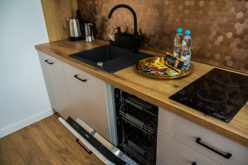 Exclusive Apartment | Private kitchen | Fridge, microwave, oven, stovetop