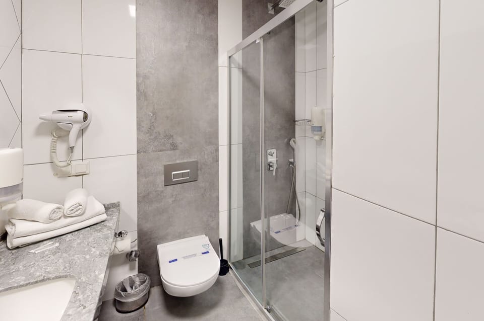 Junior Suite | Bathroom | Free toiletries, hair dryer, slippers, towels