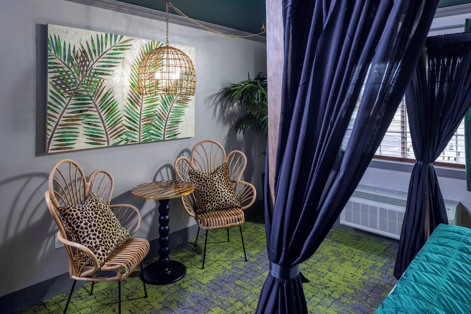 Romantic Room | Pillowtop beds, desk, laptop workspace, blackout drapes