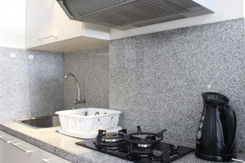 Fridge, stovetop, cookware/dishes/utensils