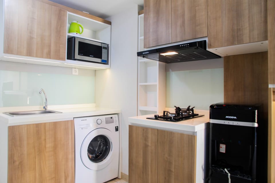 Fridge, stovetop, cookware/dishes/utensils