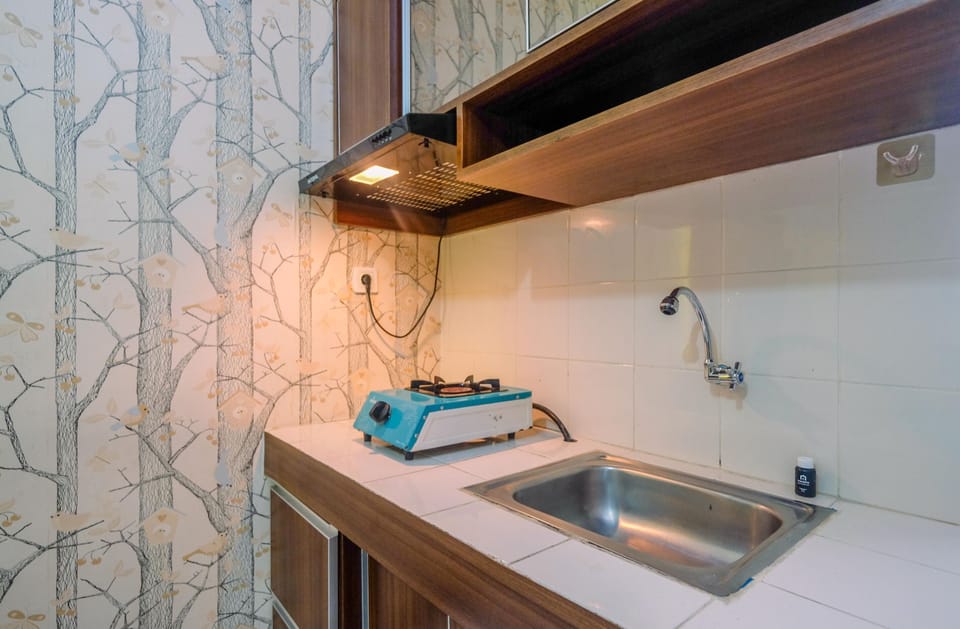 Fridge, stovetop, cookware/dishes/utensils
